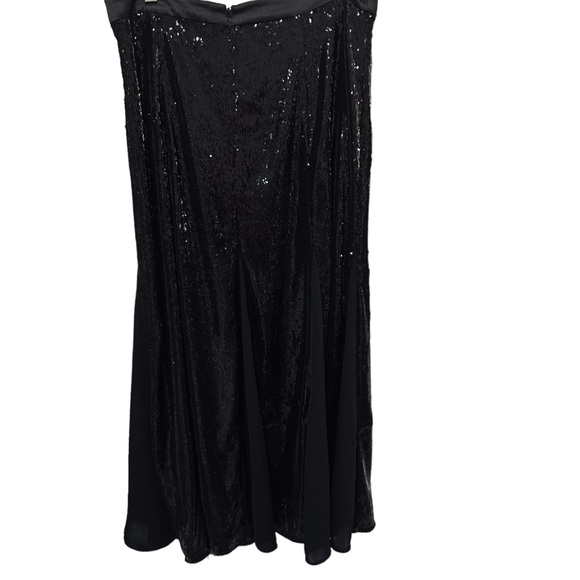 ✌️sold✌️Nwt ME+EM Sequin + Georgette Godet Maxi Skirt Sequinned Satin Black 10 - Picture 11 of 16